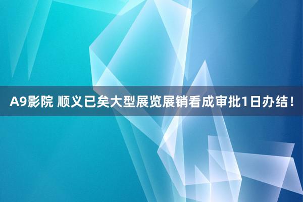 A9影院 顺义已矣大型展览展销看成审批1日办结！